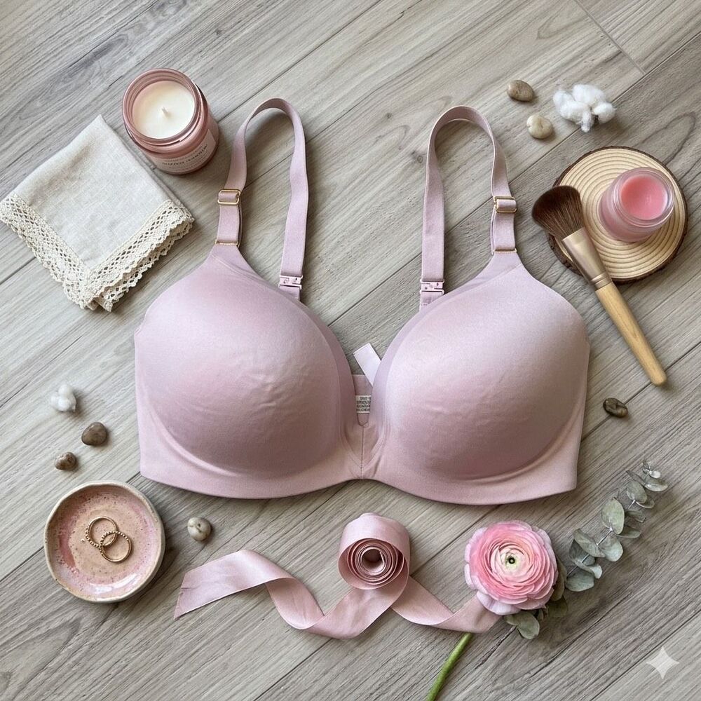 Victoria’s Secret‎ Lined Semi Demi Bra Light Pink Wireless 32DDD